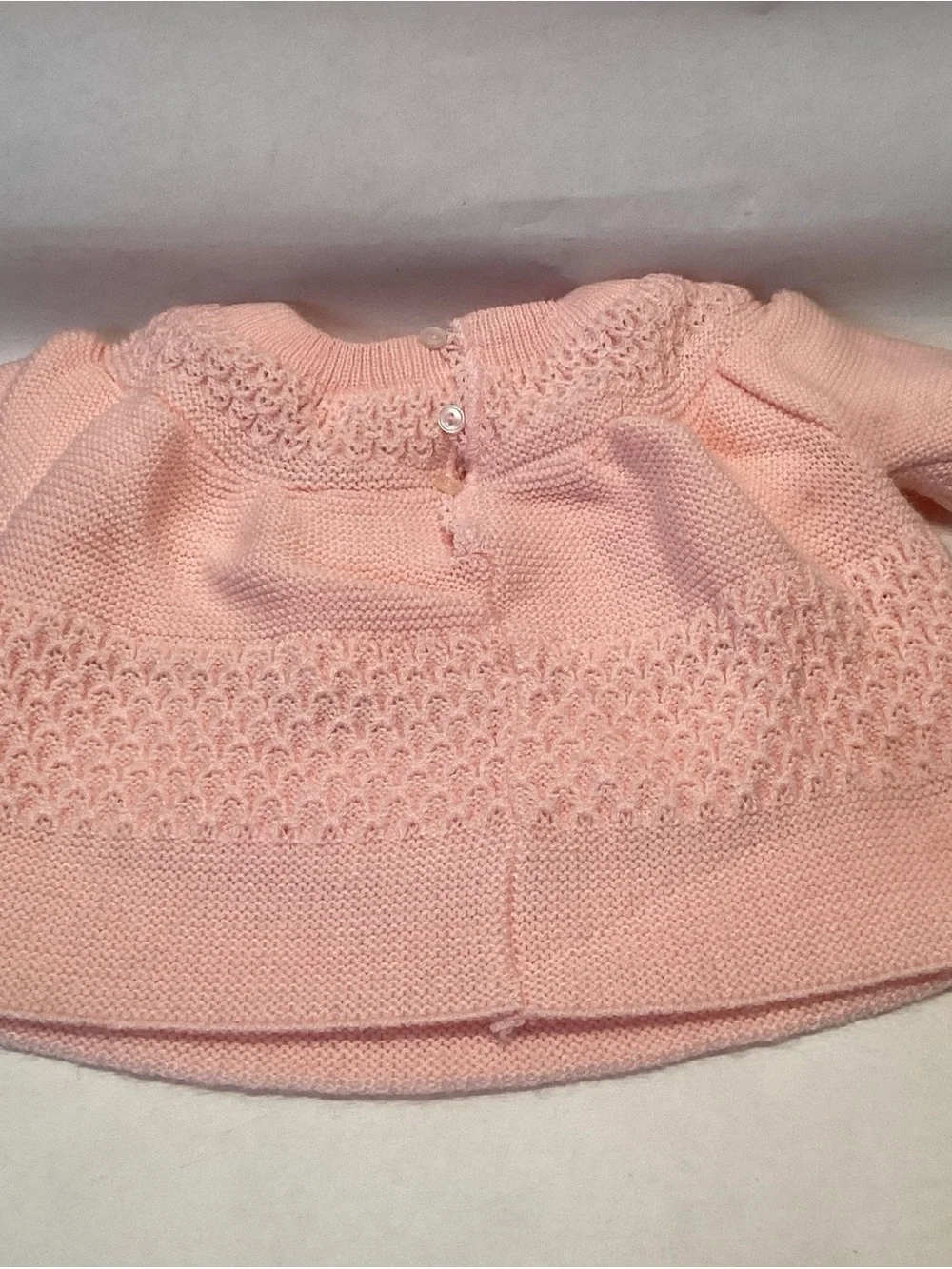 Vintage 2 Pc Outfit Baby Girls Pink Knit Dress & Bloomers Size 6 - 9 Months